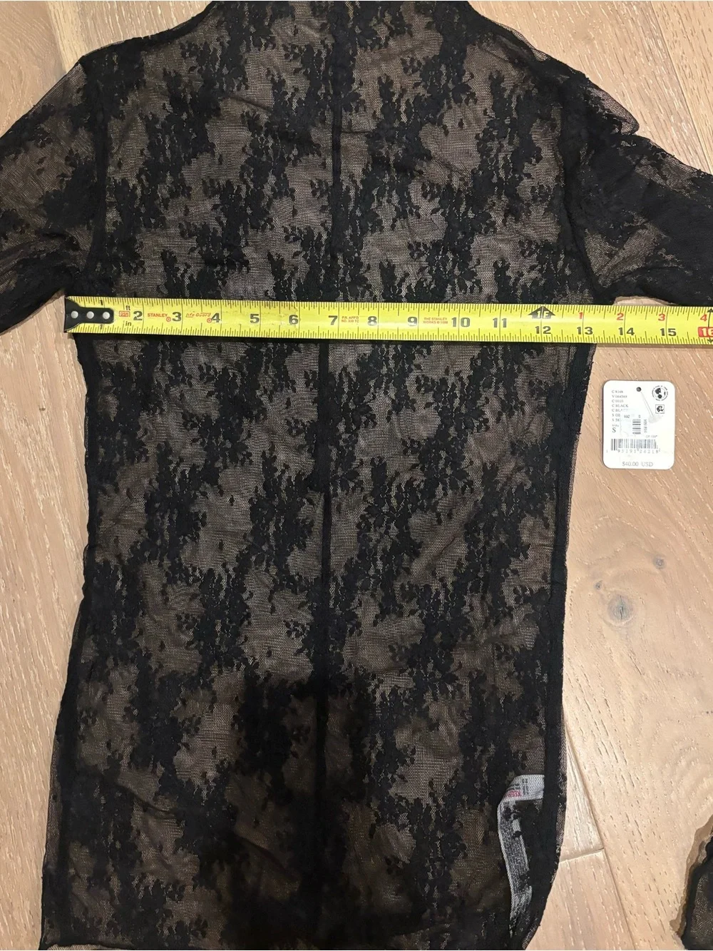 Free People Lady Lux Floral Mesh Layering Top lace Small NWT Black